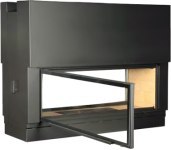 cheminée -alpes-maritimes-creasud-06-région paca-foyer-h1600 df puissance 13-19 kw rendement 73,10% co 0.22% - Sécurité relevage de porte après ouverture du clapet - Carénage de porte - Doublage de convection - Arrivées d’air orientables et détachables - Pieds amovibles - Berceau à bûches - Réglage d'allure de combustion - Double verrouillage de porte - 4 arrivées d'air Ø 80  Options : - Briquettes grises - Verre sérigraphie WS black flamme verte 5- garantie 10ans-norme13229     
